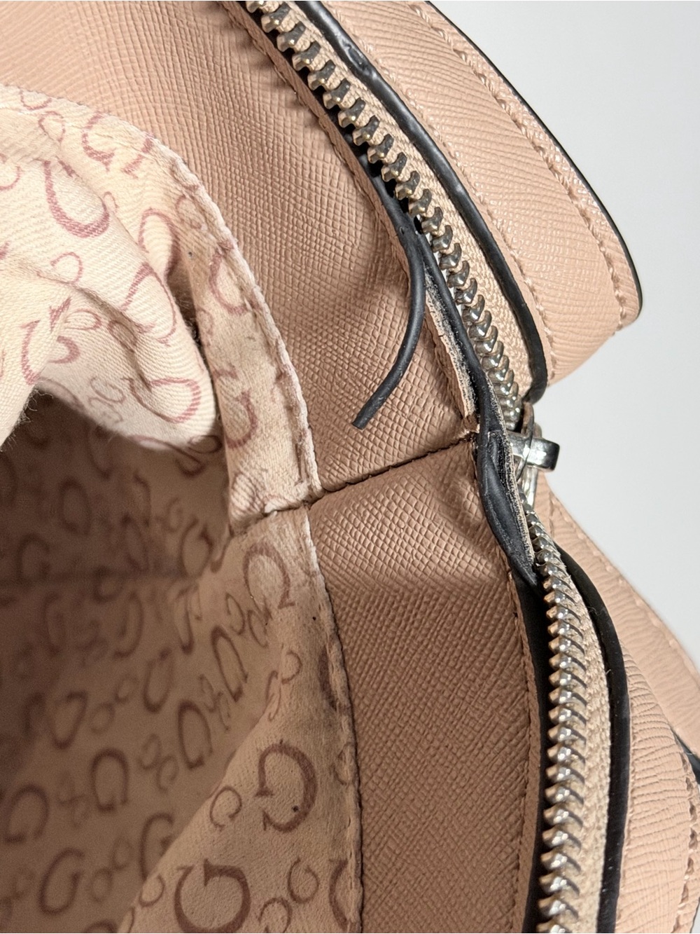 Guess Blush Taupe Leather Satchel with Logo Medallion w/ Card Wallet Holder - Picture 12 of 16